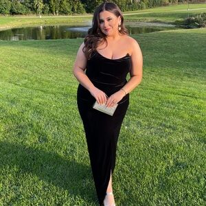 Anthropologie Jenny Yoo Cassandra Strapless Stretch Velvet Gown Plus Size Dress
